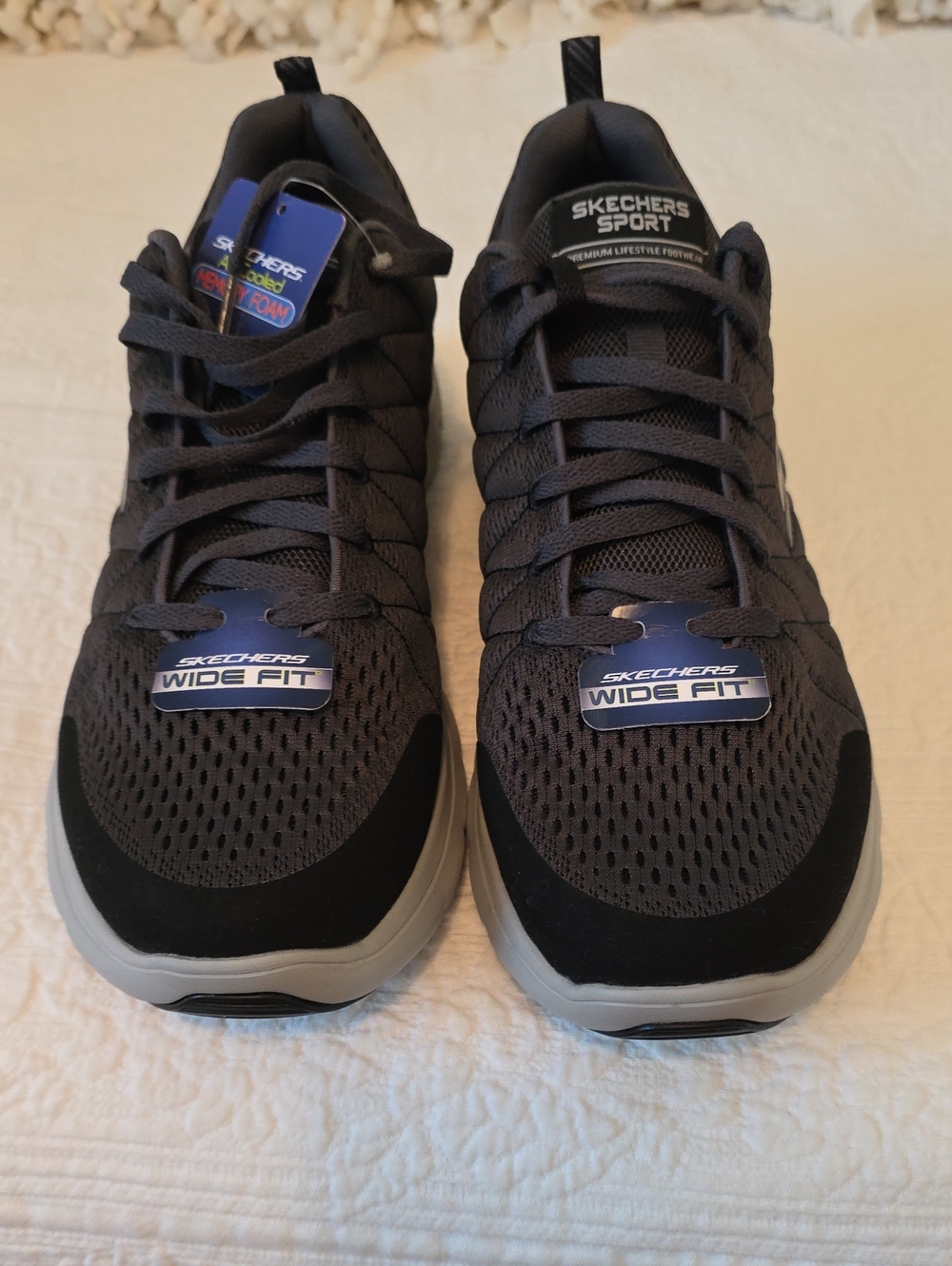 Skechers Sport Men’s Wide Fit Athletic Sneakers - Gray and Black